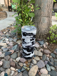 20 0z Black and White Stainless Steel Tumbler