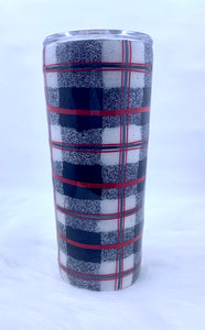 White/Black Plaid Tumbler